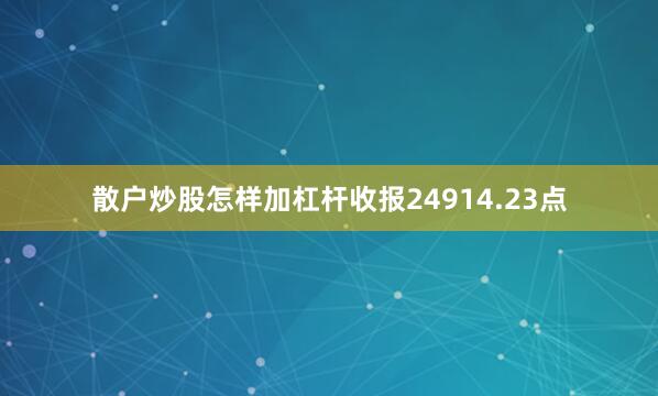 散户炒股怎样加杠杆收报24914.23点